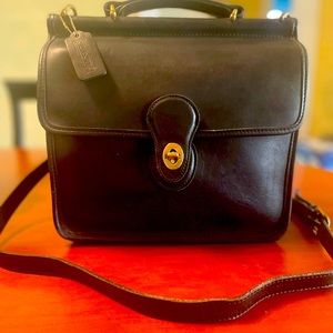 Coach black leather purse with gold color hardware